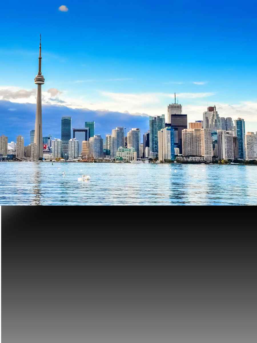 Toronto skyline beside Lake Ontario in Canada