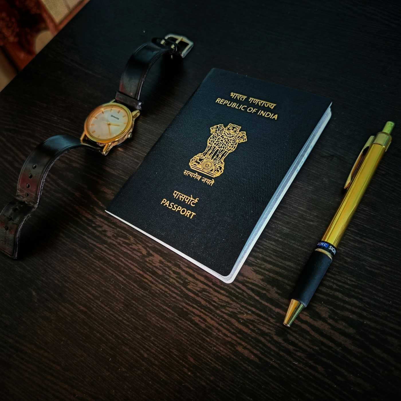 Indian passport and supporting documents prepared for review